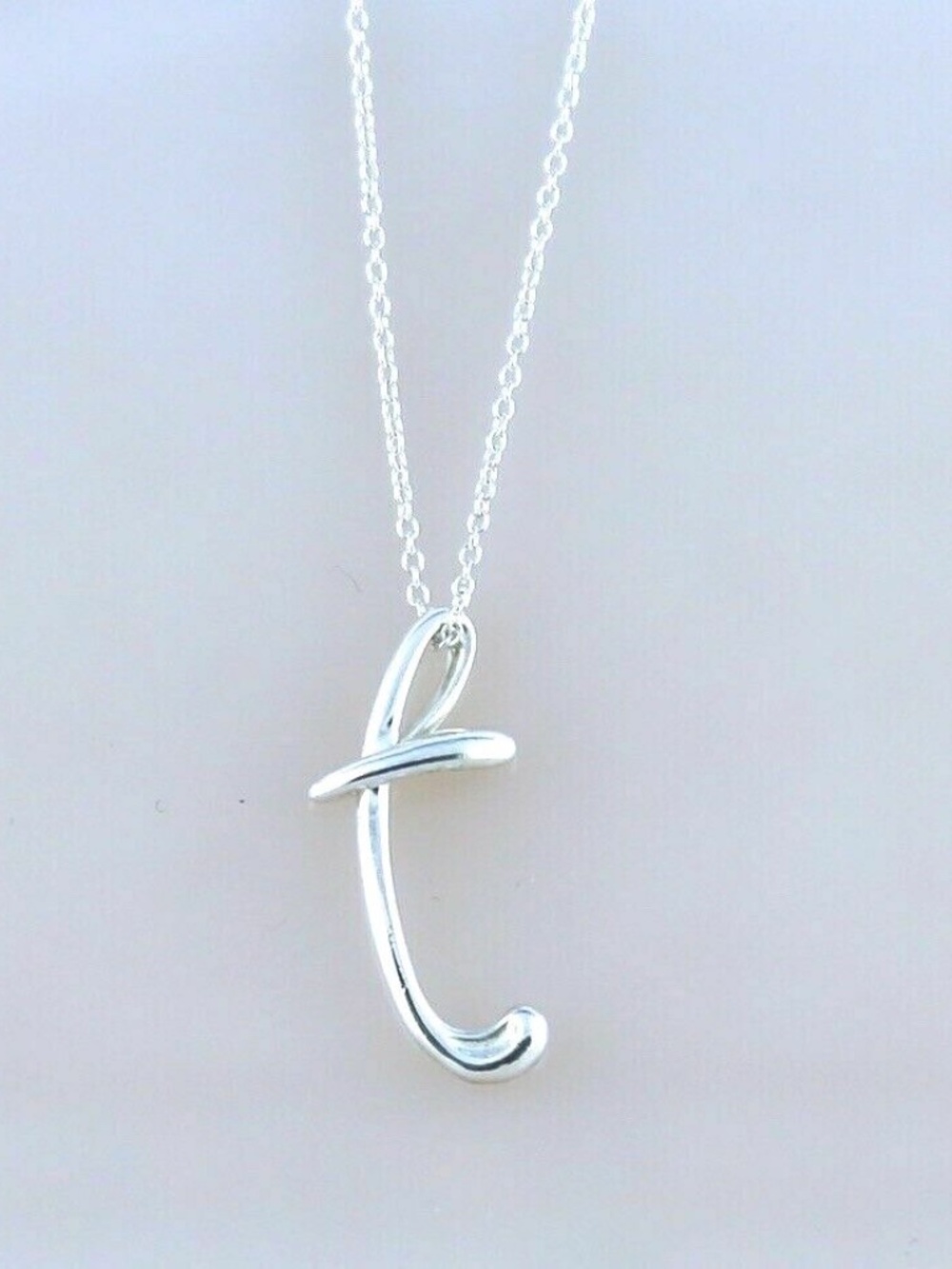 Tiffany & Co. Peretti Silver Large Alphabet Initial Letter T Pendant Necklace
